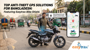 EasyTrax Bike Shield anti-theft GPS tracker with real-time 4G monitoring and BTRC-approved connectivity for motorcycles in Bangladesh